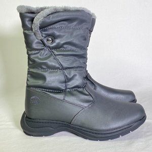 Totes Pagent Boots Grey Waterproof Thermolite Winter Snow Side Zip Womens 7M NEW